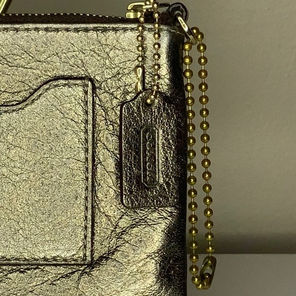 Coach Metallic Gold Zippered Leather Wallet (6.5" x 4") - Picture 6 of 7